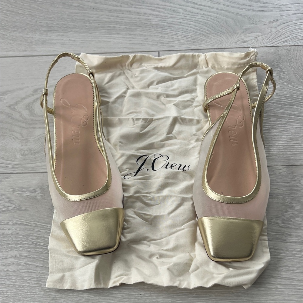 J. Crew Gold and Cream Flats